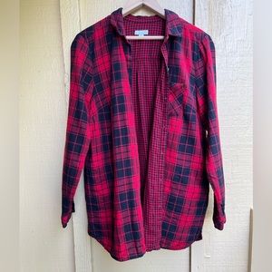 J. Jill Red Plaid Cotton Flannel size M